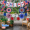 4E's Novelty 24 Pcs Patriotic Hanging Decorations, 6 Pcs Foldable Hanging Patriotic Paper Fans Red White Blue Decor with Star Streamer, American Independence Day Banner with USA Flag, USA Glory Decor